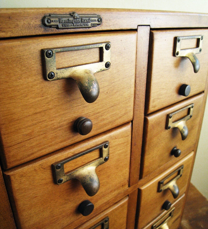 RESERVED Vintage Card Catalog : 12 Drawer Remington Rand Wood Cabinet