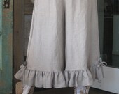 washed linen ruffled bloomer prairie pant in oatmeal natural