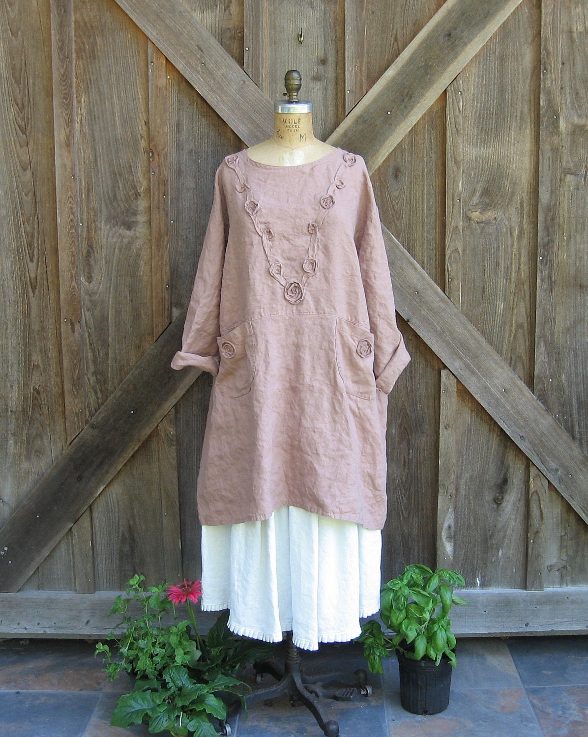 linen tunic/dress color shown sold out available in other colors.