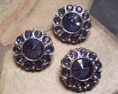 3 Sapphire blue Rhinestone Crystal Buttons for Hair Accessories Flower Embellishments Clip Wedding Accessories(B1007-25mm)