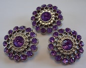 3 Lavender Rhinestone Buttons-Ferriswheel shaped rhinestone buttons- B1014