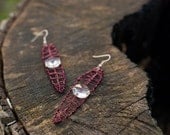 Leaf Earrings in Bordeaux Extra Long
