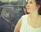 Necklace -Irregular Pieces- in Bright Champagne and Transparent Crystal Large Statement Piece