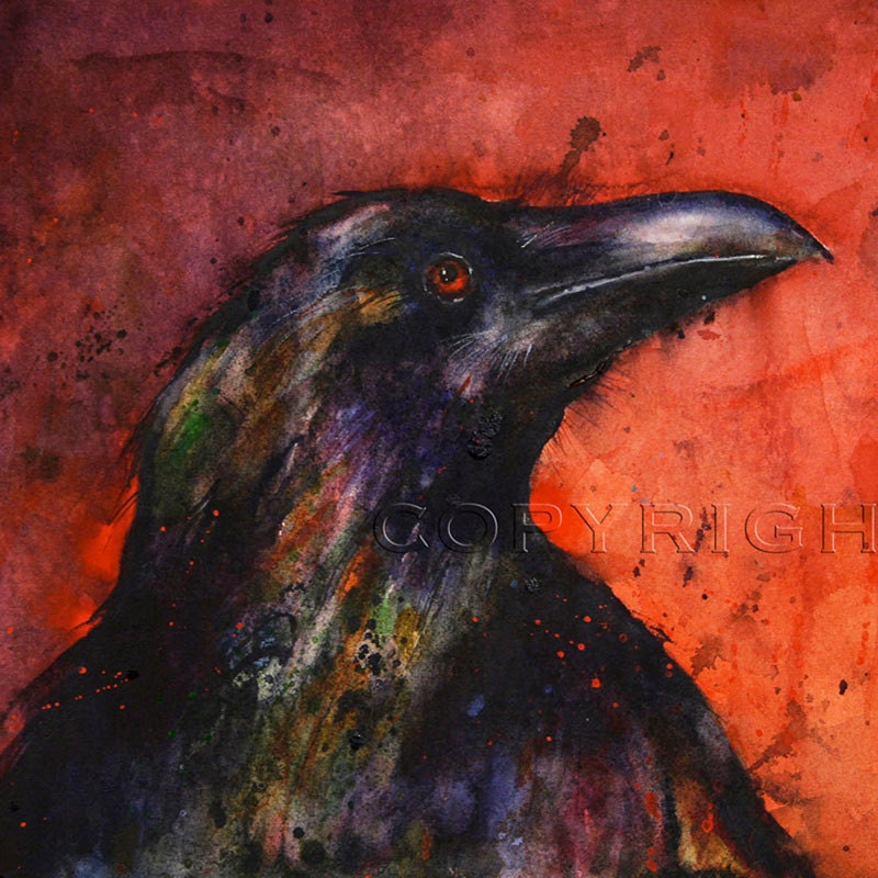RAVEN Large Watercolor Print by Dean Crouser