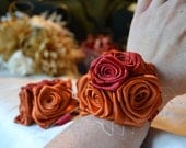 Elegant fabric flower corsage wristlet