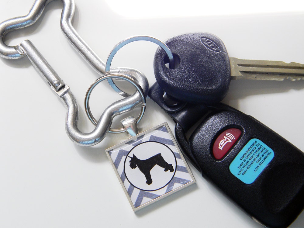 Schnauzer Chevron Keychain