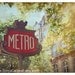 Paris Metro - metropolitain sign photograph, with chestnut trees in bloom, Springtime in Paris 9x12 Original Fine Art Photograph