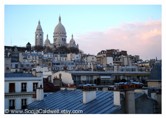 Sunrise over Montmartre - Paris photography, morning, Paris rooftops, home decor - 5x7 - Original Fine Art Photograph