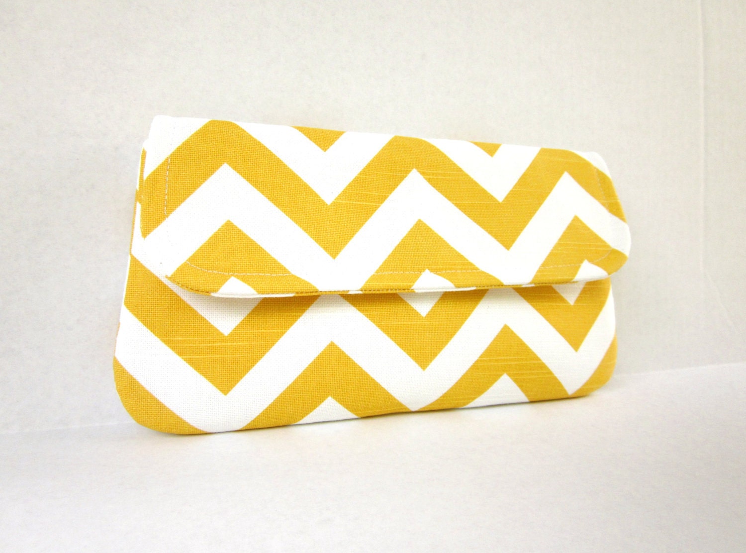 Yellow and White Chevron Clutch by waterpath