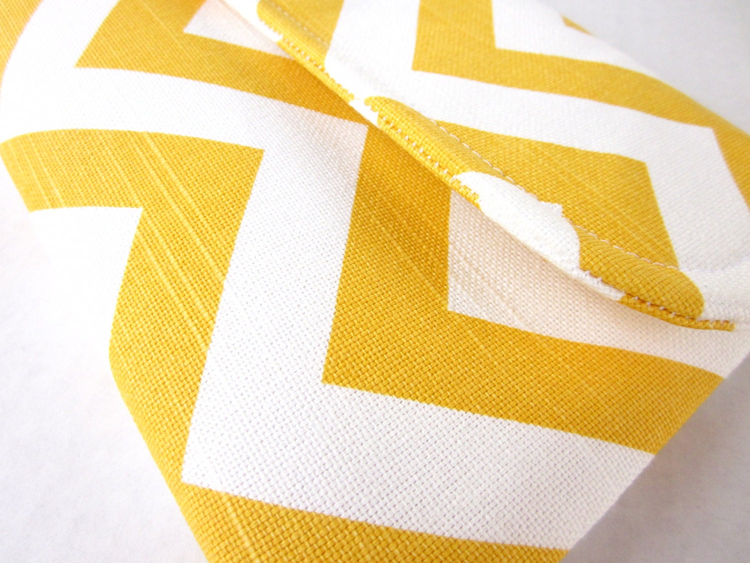 Yellow and White Chevron Clutch by waterpath