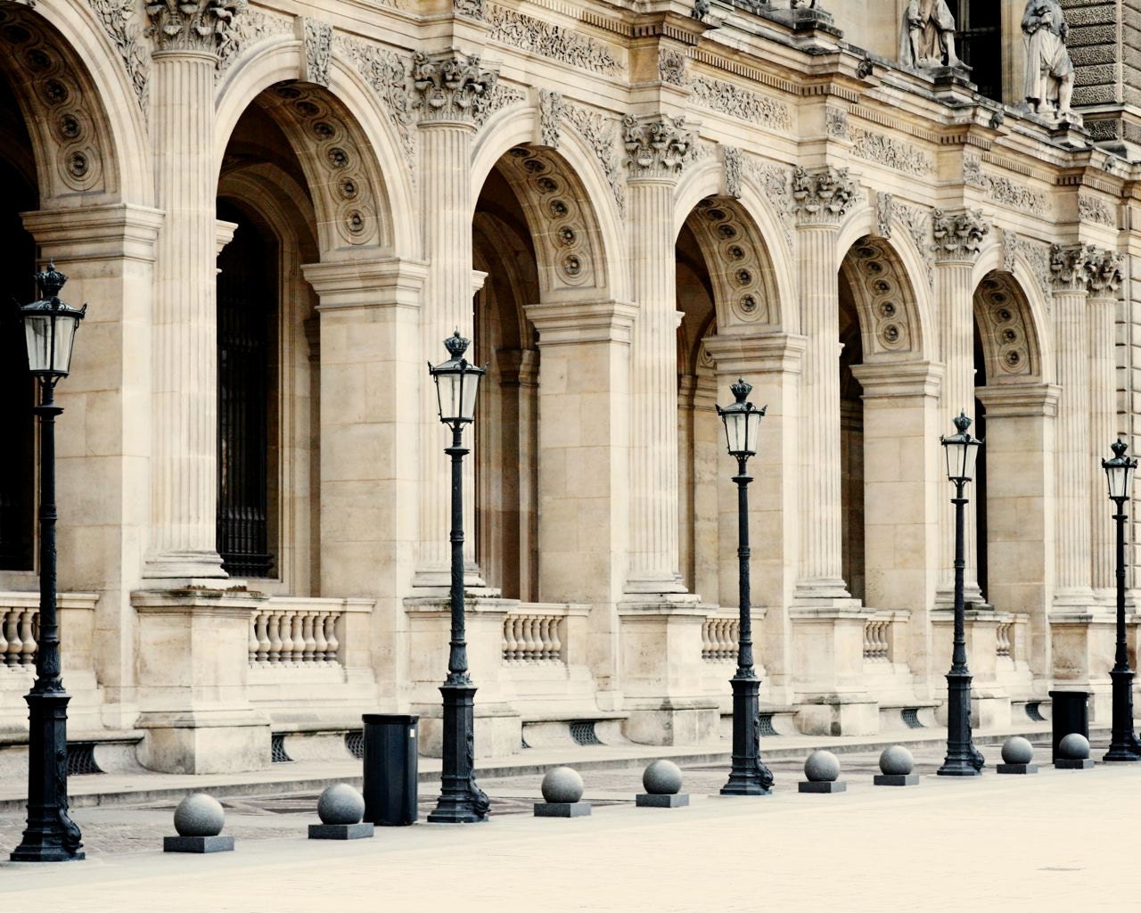 Paris Photography - Louvre Print - Parisian Architecture - Travel Photograph - Neutral Wall Art - French Home Decor - France - Black Cream