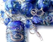 Asymmetrical Necklace - Lampwork Glass Beads and Sterling Silver