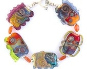 Lost and Found Bracelet 1 - Handmade Lampwork, Sterling Silver and Carnelian