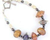 Silver Glass Bracelet - Handmade Lampwork, Sterling Silver and Hematite