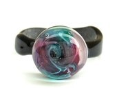 Colorful, Sparkly Glass Ring - Size 9 3/4