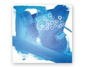 BUBBLES limited edition contemporary art print - modern interior design - home wall decor - cobalt blue abstract - silver circles - beach