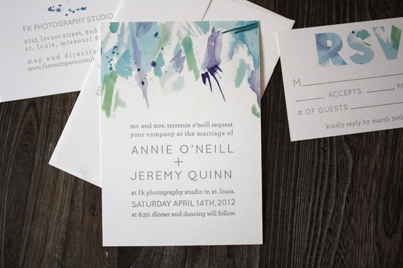 Watercolor - Wedding Invitation Suite - Letterpress