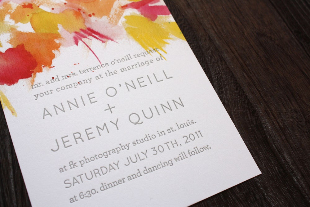 Watercolor - Wedding Invitation Suite - Letterpress