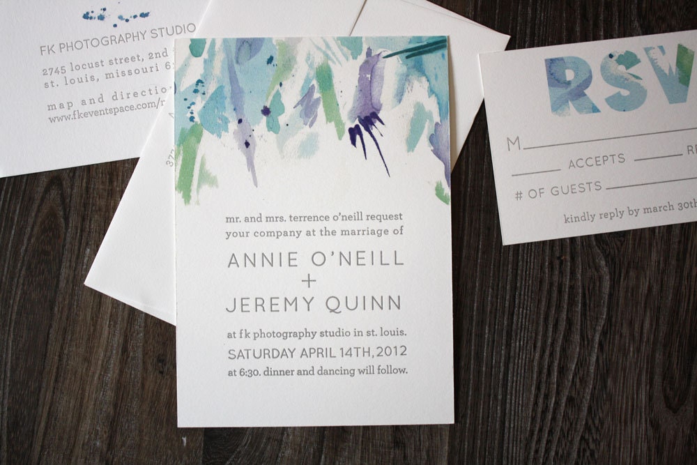 Watercolor - Wedding Invitation Suite - Letterpress