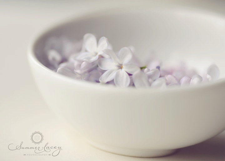 Purple Dream - 11x14 Fine Art Print - Purple Lilacs in a White Bowl - Original Wall Art