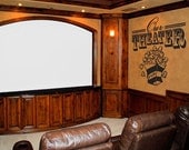Vinyl Wall Decal Sticker Art - Our Theater - with popcorn