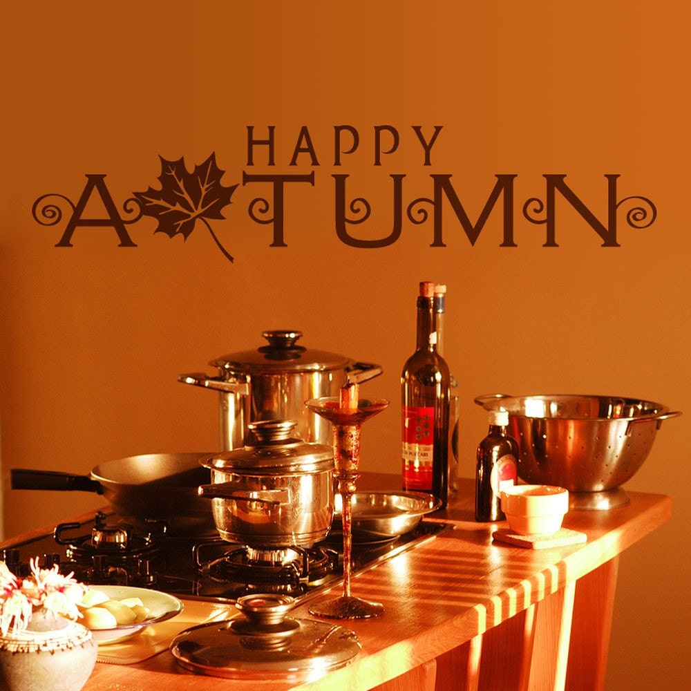 Vinyl Wall Decal Sticker Art - Happy Autumn - Holiday Decorations