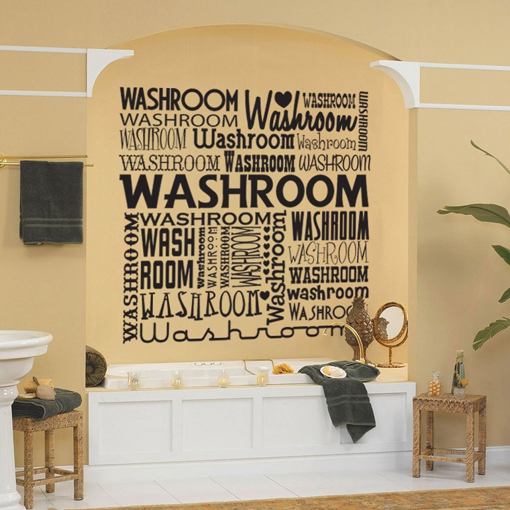 Vinyl Wall Decal Sticker Art - Washroom - Funky Bathroom Mural- ex large