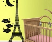 Vinyl Wall Decal Sticker Art -Eiffel Tower Growth Chart - Nursery or Childs room Mural