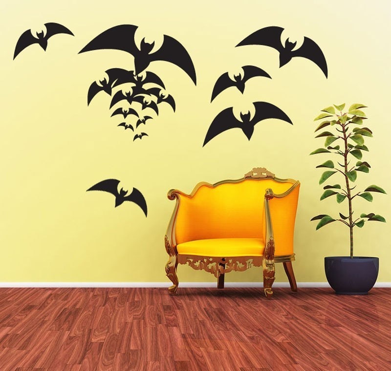 Vinyl Wall Decal Sticker Art - Spooky Bats - Halloween Decorations