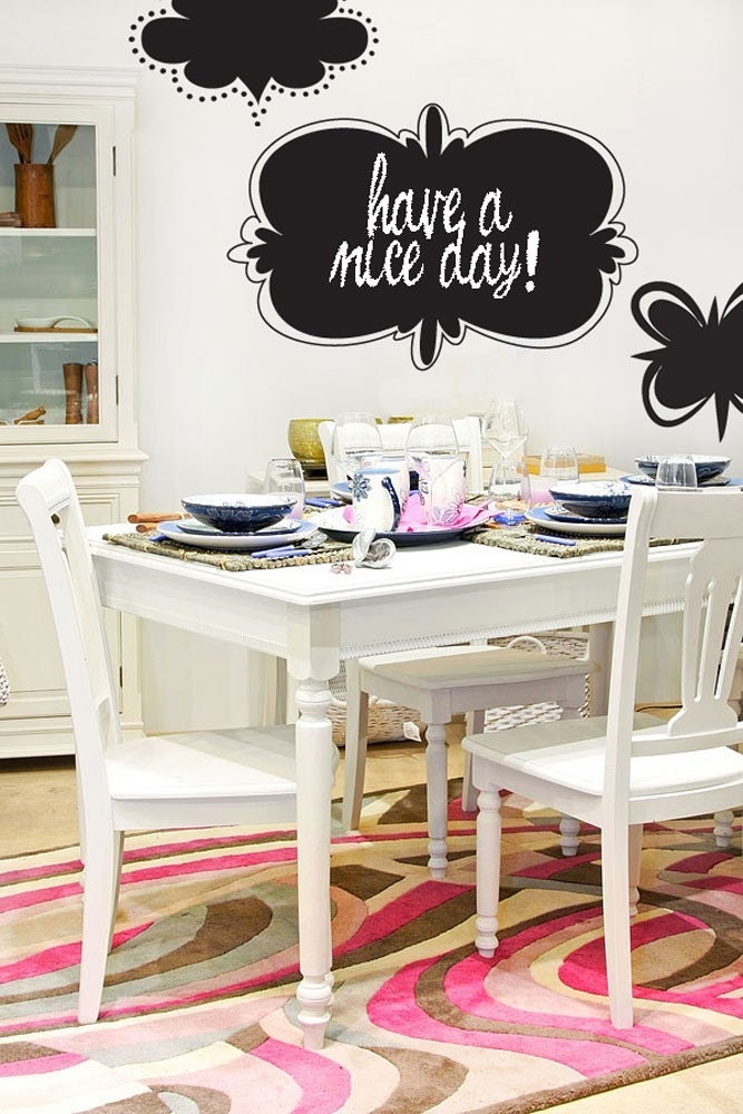 Vinyl Wall Chalkboard Decal Sticker Art - Retro Style Sign Shapes - set of 6