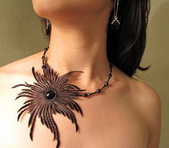 lace necklace, statement necklace, black choker - 30% OFF - ALEIDA