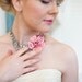 Rhinestone and Enamel Statement Necklace - Vintage 1950s Rhinestone with Hot Pink Enamel Brooch Flower