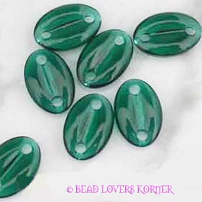 Reserved for Strizh----- Emerald Green Swarovski 3219/4 Vintage Coffee Bean Beads 10MM x 15MM and 4 Fuschia Pink (10 and 4)