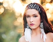 Black and white giraffe fabric headband