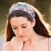 Worn by Jessica Alba's daughter - peacock oil spill hair tie wrap sash fabric tie headband