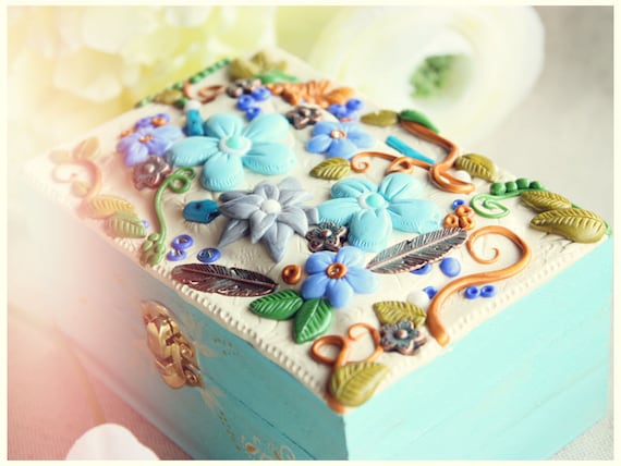 Polymer clay jewelry box My beautiful Spring by MyMandarinDucky