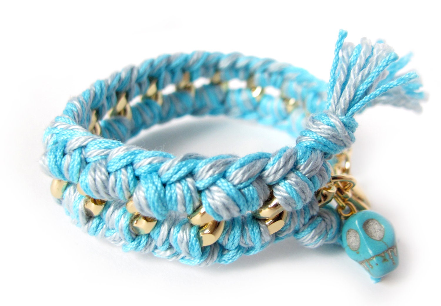 Woven Friendship bracelet with Skull