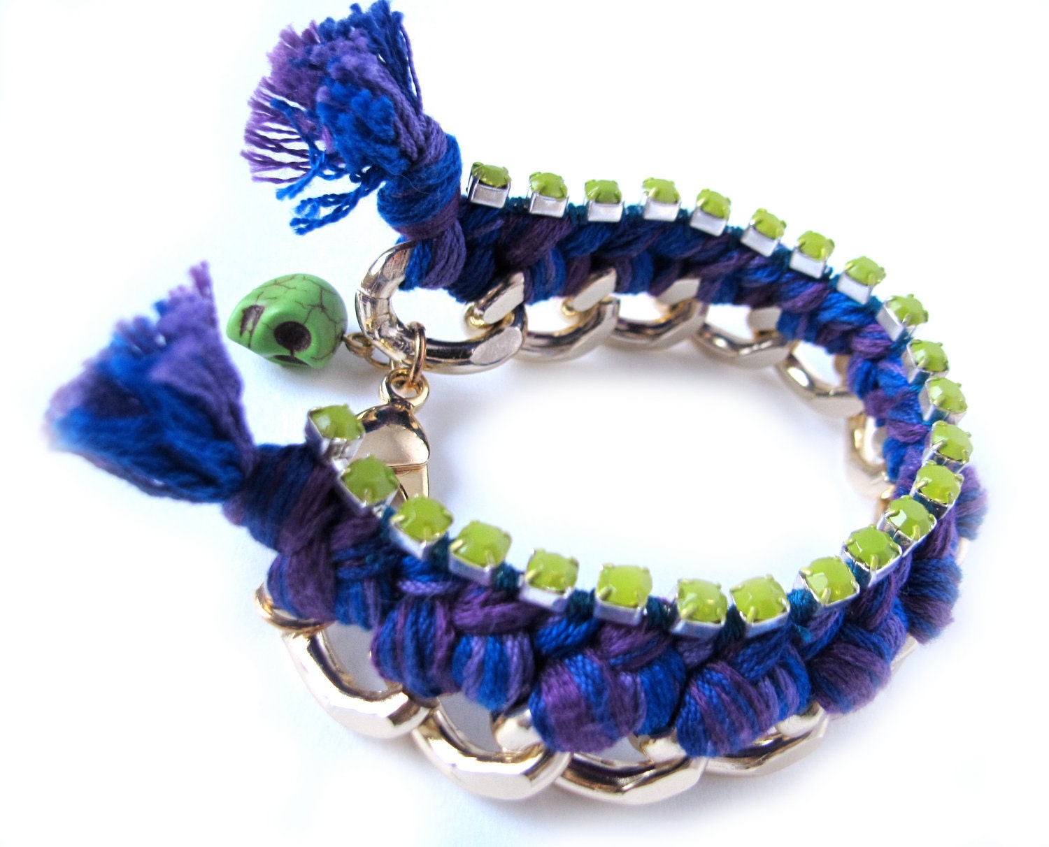 Woven Friendship bracelet with skull