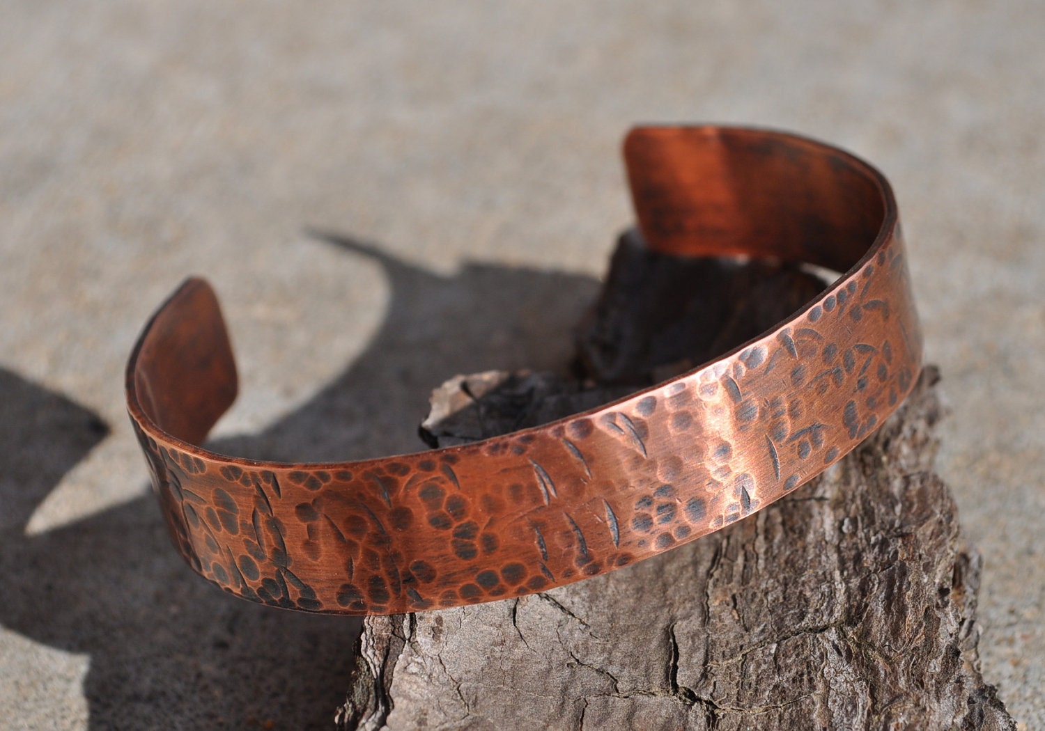 Men's Copper Hand-stamped Cuff Bracelet