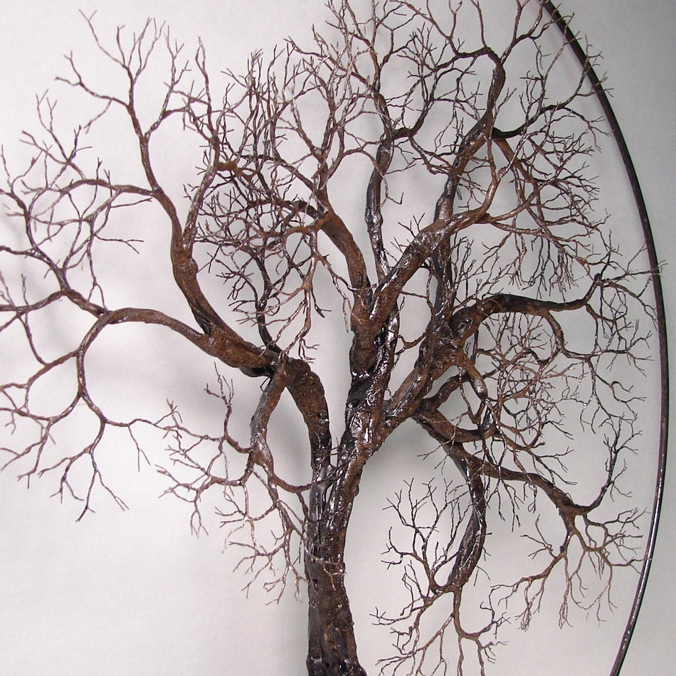 Wire Tree Of Life Ancient Spirit sculpture with natural Calcites, original Art 16" wall hanging decor