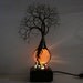 Wire Tree Of Life Ancient Grove Spirits sculpture on natural Orange Selenite Full Moon Sphere Gemstones Lamp, original art