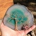 Wire Tree Of Life Spirit sculpture Green Brazil Geode Agate Quartz Crystal, Rhodonite, original Art  1A