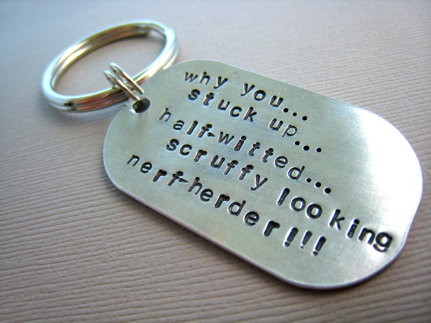 Star Wars Leia Han Solo Keychain Hand Stamped Lightweight Aluminum Star Wars Quote