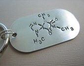 Caffeine Molecule Hand Stamped Keychain by TheCopperFox