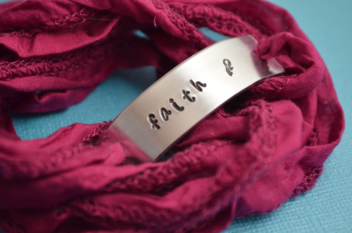 Silk Wrap Bracelet Hand Stamped Custom