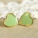 Minty seafoam Heart gold stud earring -petit elegant 14k gold coated post earrings