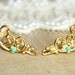 Petite victorian gold stud  earring - 14k plated gold post earrings with real Turquoise beads