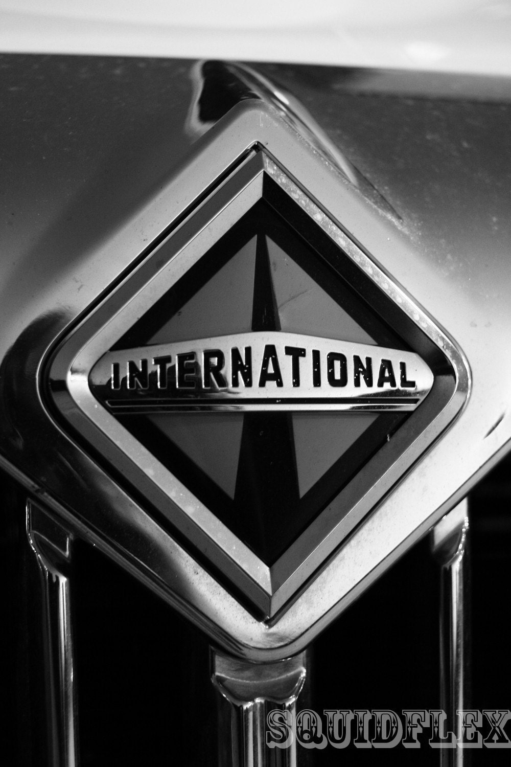 International Truck Logo 8X10 Black and White Fine Photo Print