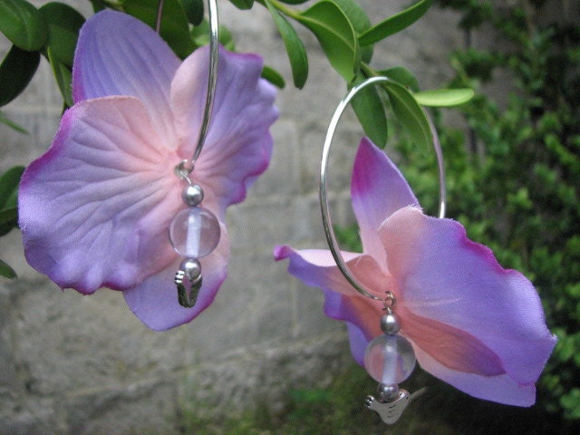 Flower earrings purple orchids