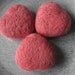 Felted hearts dusty pink set of 3